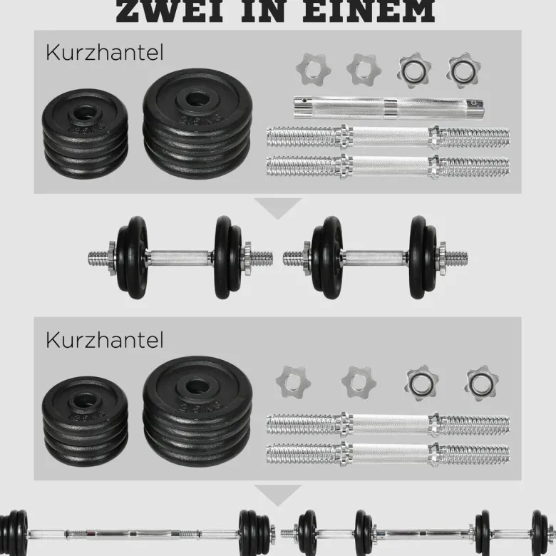 HOMCOM Hantelset schwarz Eisen B/H/L: ca. 16x16x95 cm
