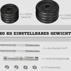 HOMCOM Hantelset schwarz Eisen B/H/L: ca. 16x16x95 cm