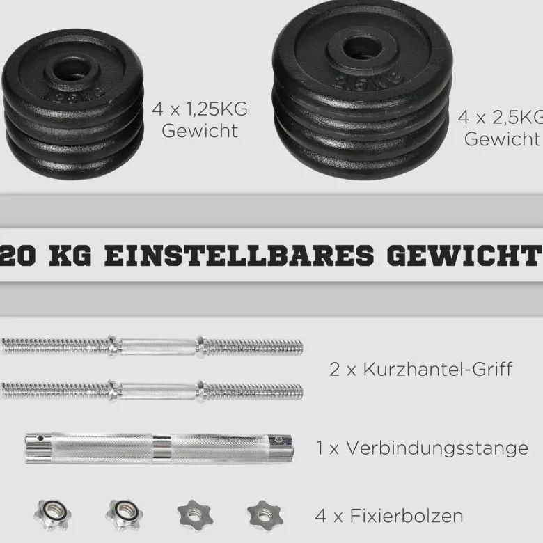 HOMCOM Hantelset schwarz Eisen B/H/L: ca. 16x16x95 cm