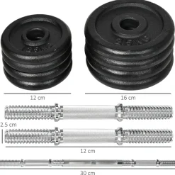HOMCOM Hantelset schwarz Eisen B/H/L: ca. 16x16x95 cm