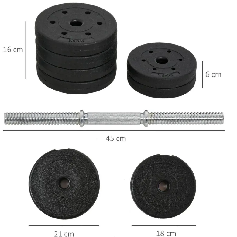HOMCOM Hantelset schwarz Kunststoff B/H/L: ca. 18x7,5x43 cm