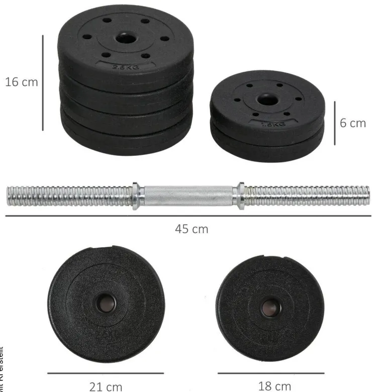HOMCOM Hantelset schwarz Kunststoff B/H/L: ca. 18x7,5x43 cm