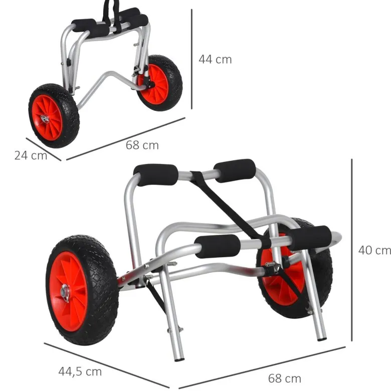 HOMCOM Kanuwagen silber Kunststoff B/H/L: ca. 44x5x68 cm