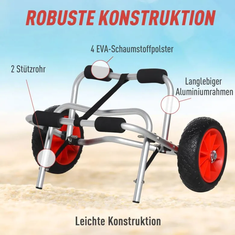 HOMCOM Kanuwagen silber Kunststoff B/H/L: ca. 44x5x68 cm