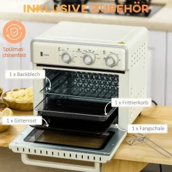 HOMCOM Küchengerät 800-152V90CW cremeweiß Edelstahl B/H/L: ca. 37,7x36x34,5 cm