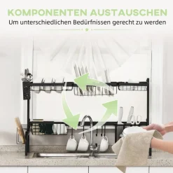 HOMCOM Küchenhelfer schwarz Edelstahl B/H/L: ca. 30x93x52 cm