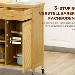 HOMCOM Küchenwagen natur Edelstahl B/H/L: ca. 36x84x85 cm