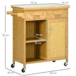 HOMCOM Küchenwagen natur Edelstahl B/H/L: ca. 36x84x85 cm