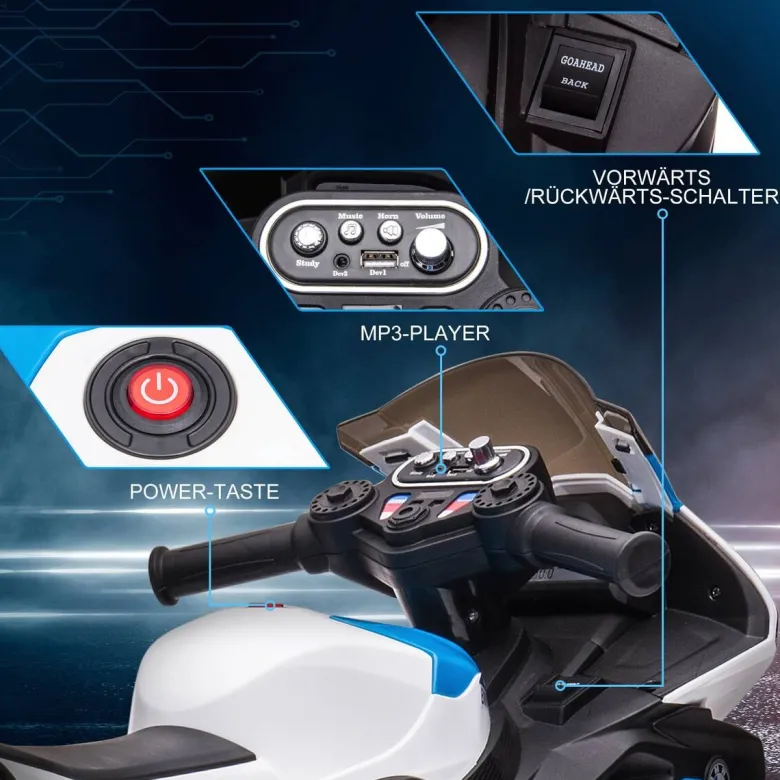 HOMCOM Kinder-Elektromotorrad blau B/H/L: ca. 42x54x82,5 cm