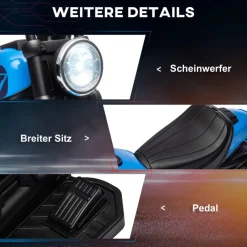 HOMCOM Kinder-Elektromotorrad schwarz B/H/L: ca. 42x57x76 cm