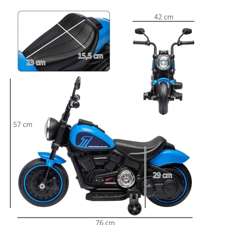 HOMCOM Kinder-Elektromotorrad schwarz B/H/L: ca. 42x57x76 cm