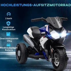 HOMCOM Kinder Elektromotorrad weiß B/H/L: ca. 42x52x86 cm
