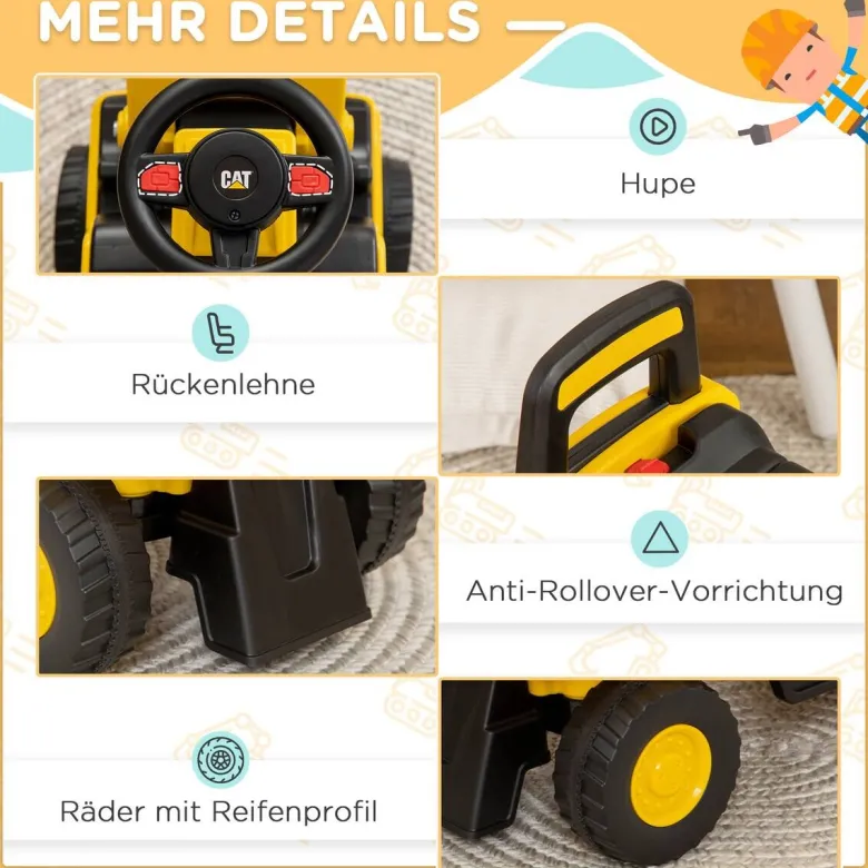 HOMCOM Kinder-Fahrzeug gelb B/H/L: ca. 29,5x78x54 cm