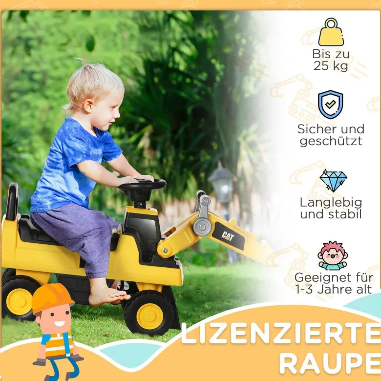 HOMCOM Kinder-Fahrzeug gelb B/H/L: ca. 29,5x78x54 cm