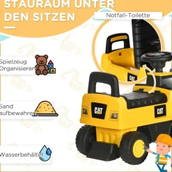 HOMCOM Kinder-Fahrzeug gelb B/H/L: ca. 29,5x78x54 cm