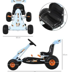 HOMCOM Kinder-Go-Kart hellblau B/H/L: ca. 66x59x97 cm