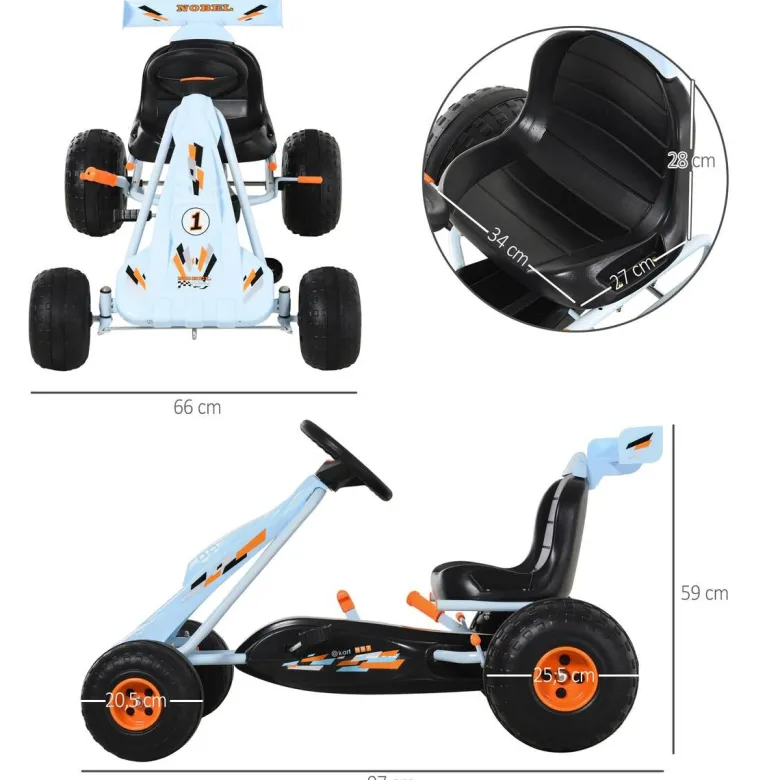 HOMCOM Kinder-Go-Kart hellblau B/H/L: ca. 66x59x97 cm