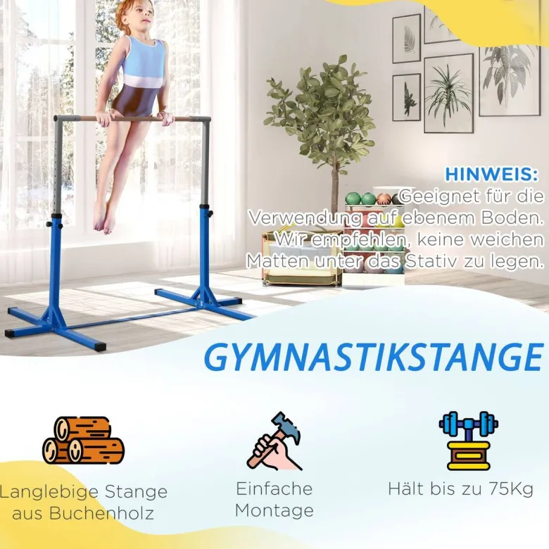 HOMCOM Kinder-Gymnastikstange B/H/L: ca. 121x150x194 cm