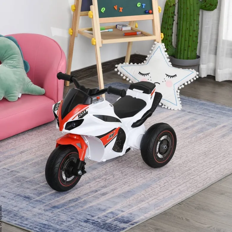 HOMCOM Kinder-Motorrad weiß B/H/L: ca. 39x48x74 cm