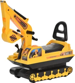 HOMCOM Kinder-Rutscherfahrzeug Bagger gelb B/H/L: ca. 24x58,5x78 cm