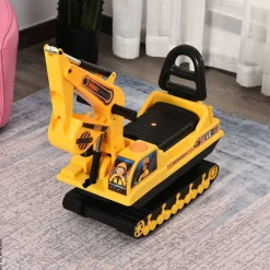 HOMCOM Kinder-Rutscherfahrzeug Bagger gelb B/H/L: ca. 24x58,5x78 cm