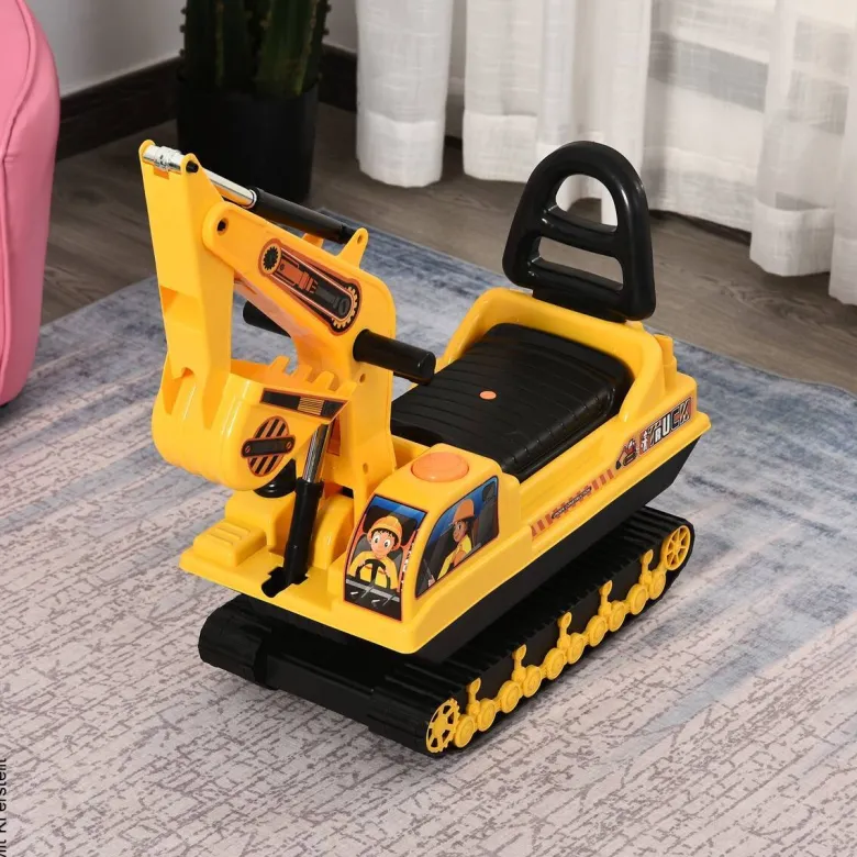 HOMCOM Kinder-Rutscherfahrzeug Bagger gelb B/H/L: ca. 24x58,5x78 cm