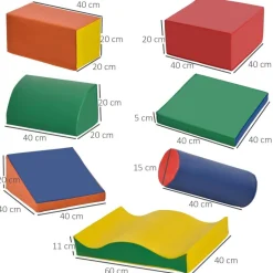 HOMCOM Kinder Softbausteine 7-tlg. B/H/L: ca. 40x60x11 cm