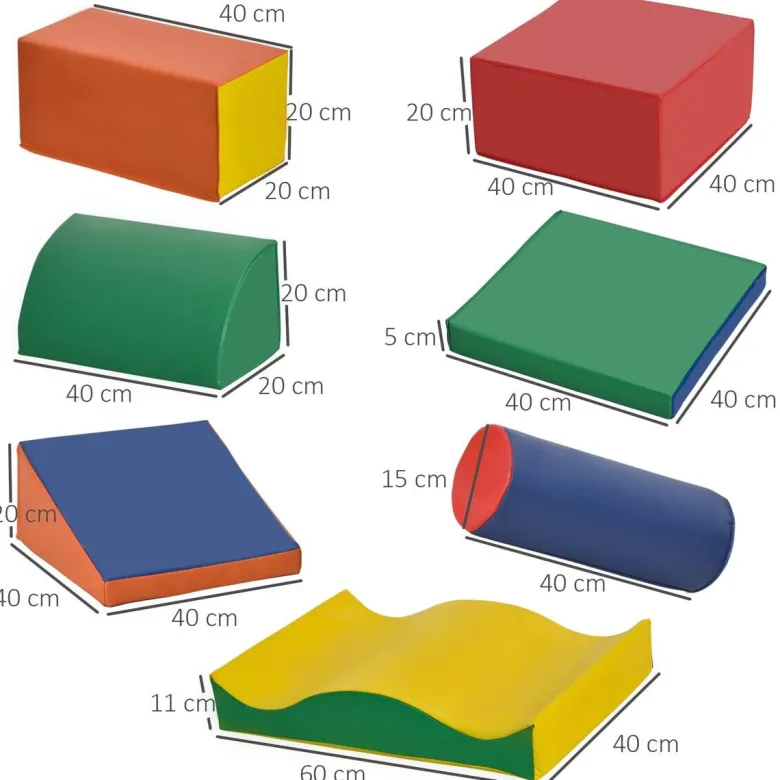 HOMCOM Kinder Softbausteine 7-tlg. B/H/L: ca. 40x60x11 cm