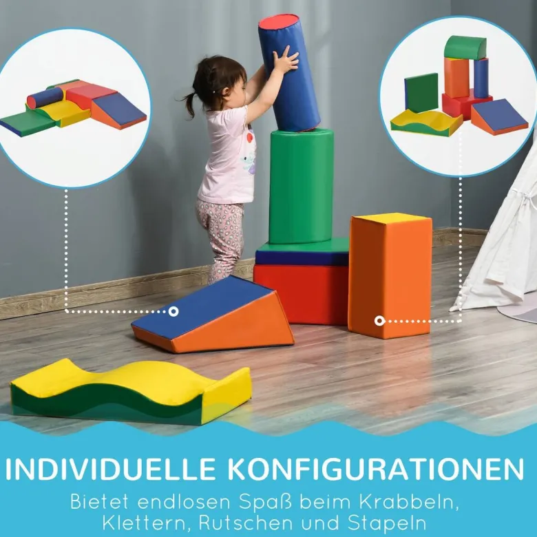 HOMCOM Kinder Softbausteine 7-tlg. B/H/L: ca. 40x60x11 cm