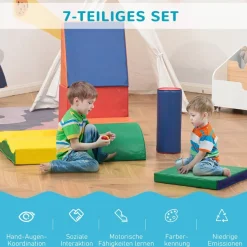HOMCOM Kinder Softbausteine 7-tlg. B/H/L: ca. 40x60x11 cm