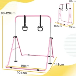HOMCOM Kinderturnstange rosa B/H/L: ca. 105x128x148 cm