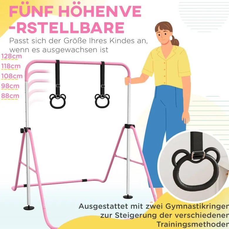 HOMCOM Kinderturnstange rosa B/H/L: ca. 105x128x148 cm