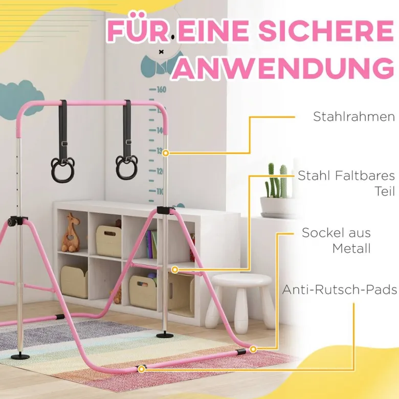 HOMCOM Kinderturnstange rosa B/H/L: ca. 105x128x148 cm