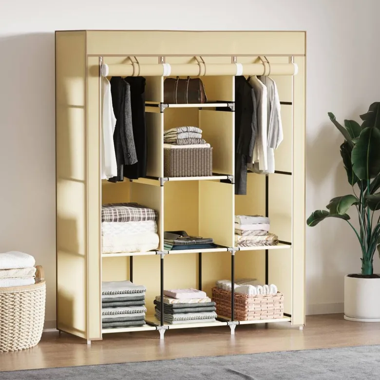 HOMCOM Kleiderschrank beige Edelstahl B/H/L: ca. 43x125x162,5 cm