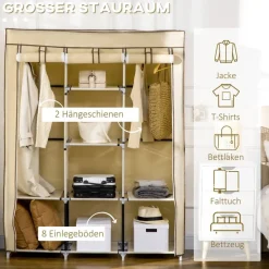 HOMCOM Kleiderschrank beige Edelstahl B/H/L: ca. 43x125x162,5 cm