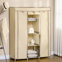 HOMCOM Kleiderschrank beige Edelstahl B/H/L: ca. 43x125x162,5 cm