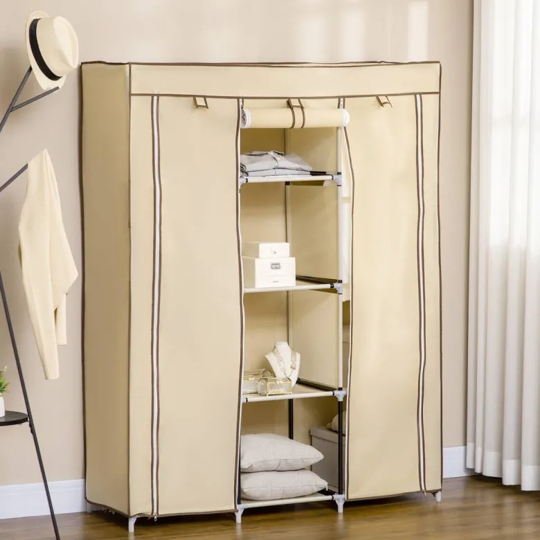 HOMCOM Kleiderschrank beige Edelstahl B/H/L: ca. 43x125x162,5 cm