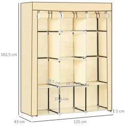 HOMCOM Kleiderschrank beige Edelstahl B/H/L: ca. 43x125x162,5 cm