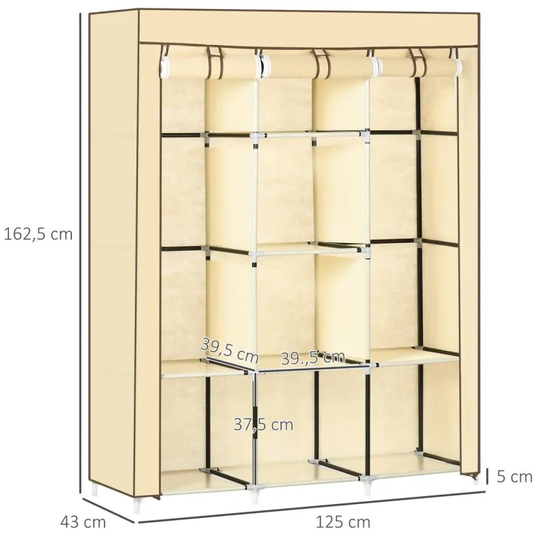 HOMCOM Kleiderschrank beige Edelstahl B/H/L: ca. 43x125x162,5 cm