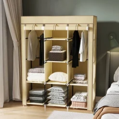 HOMCOM Kleiderschrank beige Edelstahl B/H/L: ca. 43x125x162,5 cm