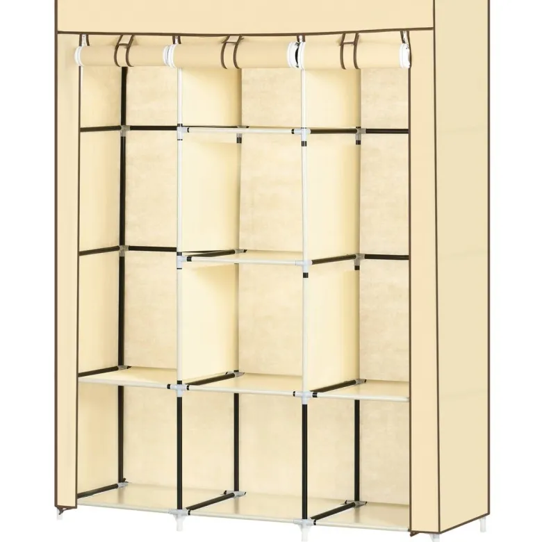 HOMCOM Kleiderschrank beige Edelstahl B/H/L: ca. 43x125x162,5 cm