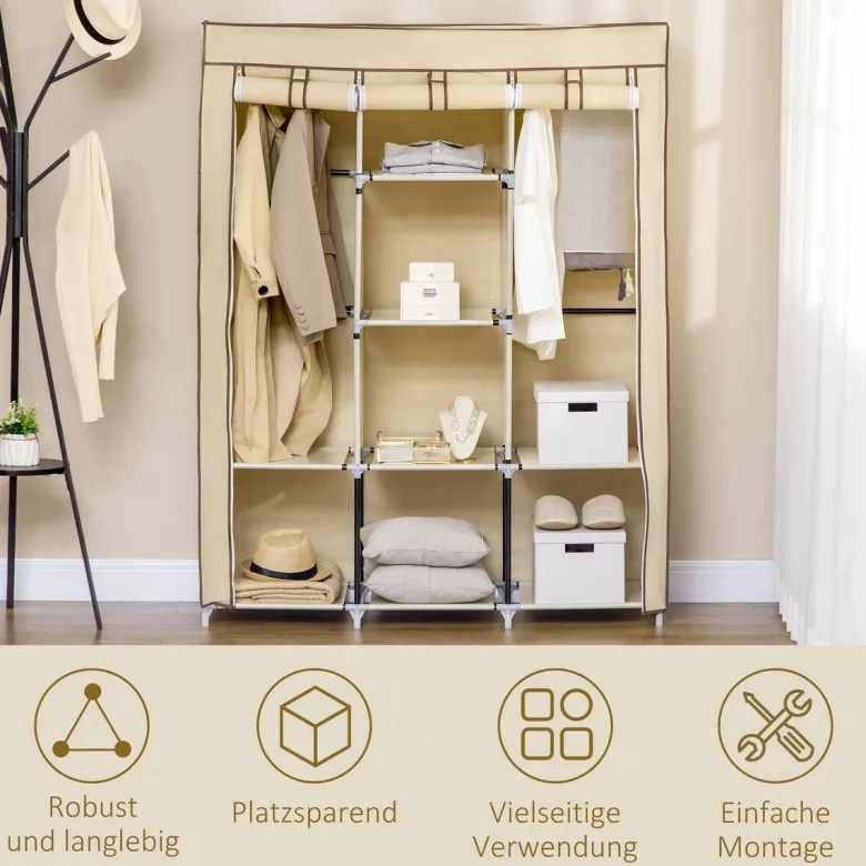 HOMCOM Kleiderschrank beige Edelstahl B/H/L: ca. 43x125x162,5 cm