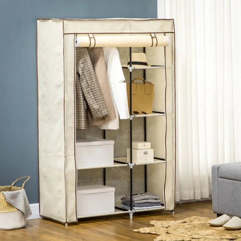 HOMCOM Kleiderschrank cremeweiß Polypropylen B/H/L: ca. 43x103x162,5 cm