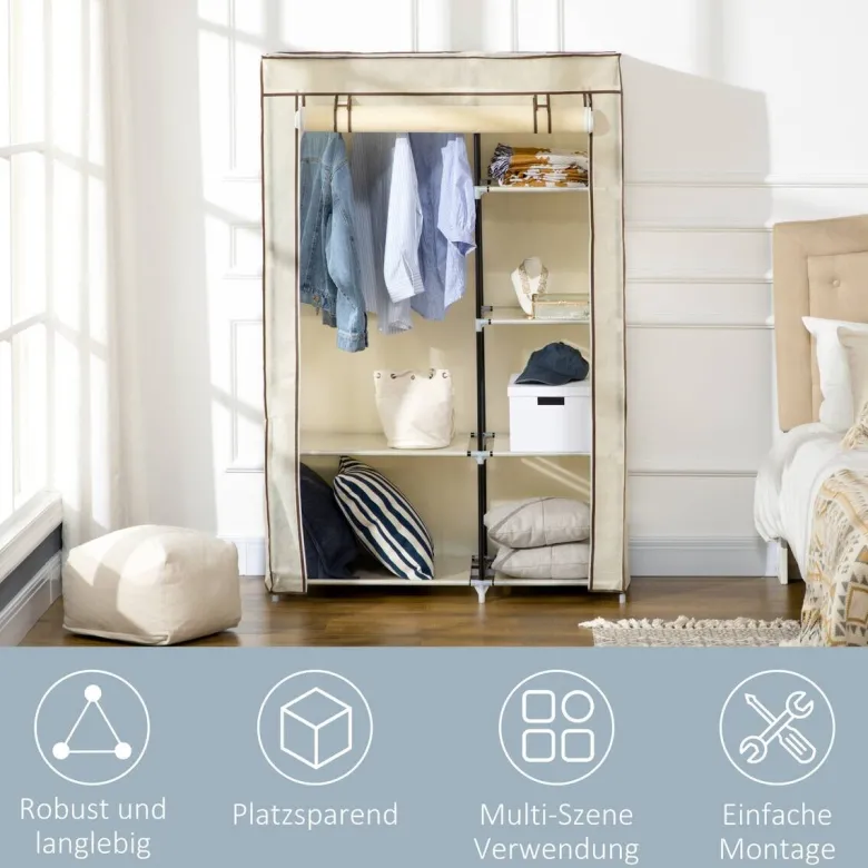 HOMCOM Kleiderschrank cremeweiß Polypropylen B/H/L: ca. 43x103x162,5 cm