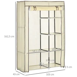 HOMCOM Kleiderschrank cremeweiß Polypropylen B/H/L: ca. 43x103x162,5 cm