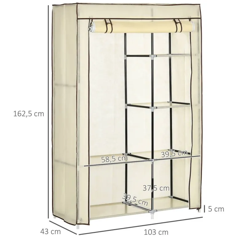 HOMCOM Kleiderschrank cremeweiß Polypropylen B/H/L: ca. 43x103x162,5 cm