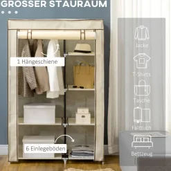 HOMCOM Kleiderschrank cremeweiß Polypropylen B/H/L: ca. 43x103x162,5 cm