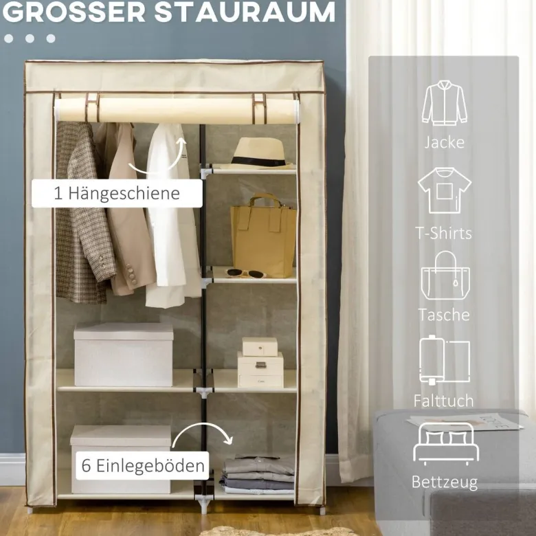 HOMCOM Kleiderschrank cremeweiß Polypropylen B/H/L: ca. 43x103x162,5 cm