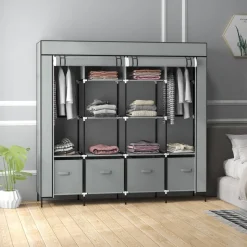 HOMCOM Kleiderschrank dunkelgrau Polypropylen B/H/L: ca. 42,5x166x169,5 cm