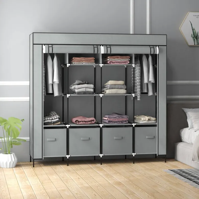 HOMCOM Kleiderschrank dunkelgrau Polypropylen B/H/L: ca. 42,5x166x169,5 cm